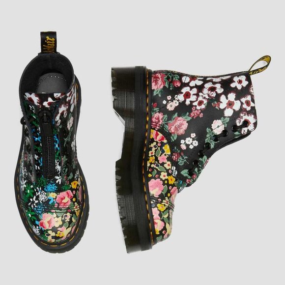 Dr. Martens | Sinclair Floral Mash Up Leather Platform Boots - Picture 3 of 16